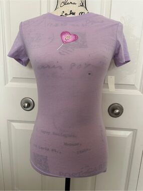 Aeropostale Lilac Graphic Print Short Sleeve Crew Neck Basic T-Shirt XS